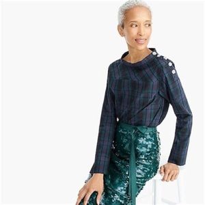 J. Crew Plaid Funnel Neck Top 0